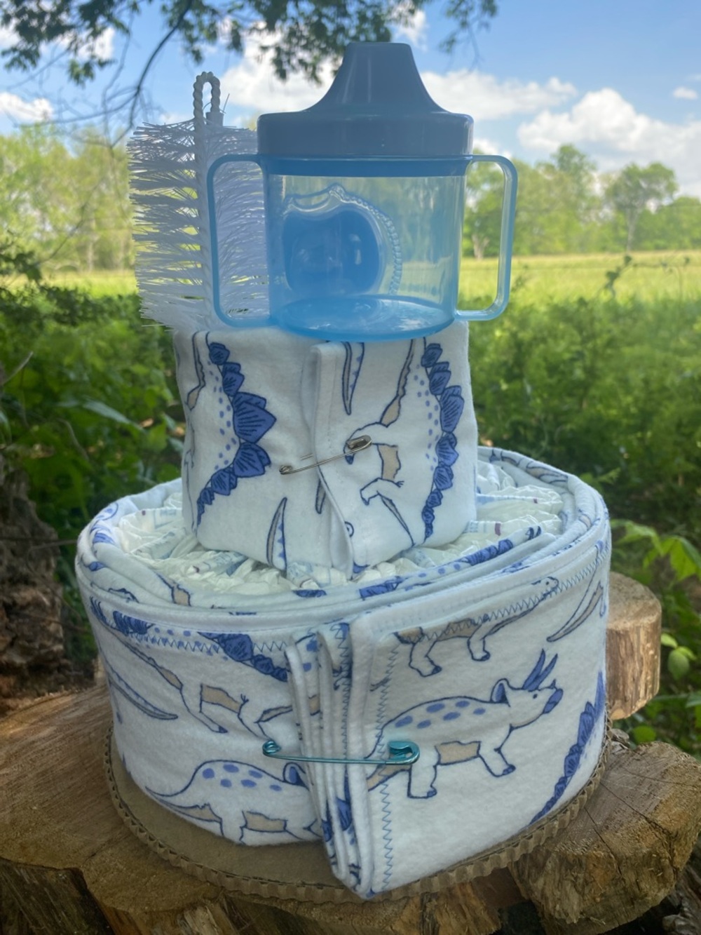 Blue Dinosaur Diaper Cake Gift Set - Picture 4 of 7